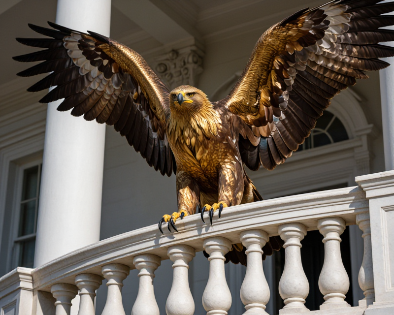 Majestic Golden Eagle on White House Balcony