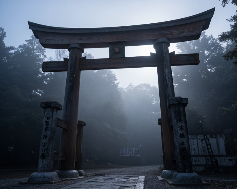 Symbolic Torii Gate in Mist