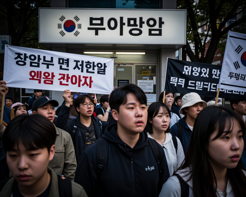 Protest at Korean Polling Station